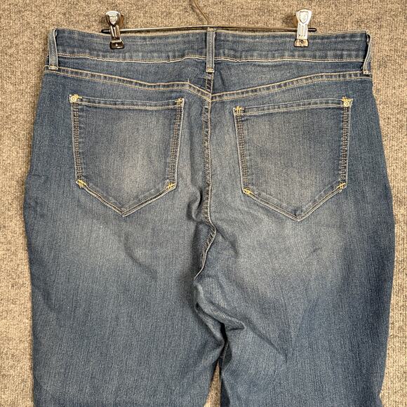NYDJ Size 16 Slim Bootcut Ankle Jeans Blue Washed Cotton Blend Mid Rise Pockets - Picture 6 of 10